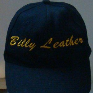 Adjustable Size Peaked Hat, Black, Embroidered in gold color "Billy Leather".